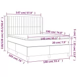 fekete szövet rugós és LED-es ágy matraccal 140x190 cm