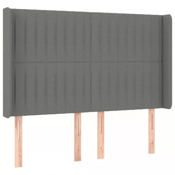 sötétszürke szövet rugós és LED-es ágy matraccal 140x200 cm