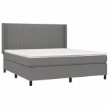 sötétszürke szövet rugós és LED-es ágy matraccal 160x200 cm
