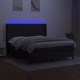 fekete szövet rugós és LED-es ágy matraccal 160x200 cm