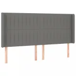 sötétszürke szövet rugós és LED-es ágy matraccal 200x200 cm