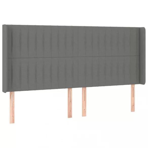 sötétszürke szövet rugós és LED-es ágy matraccal 200x200 cm