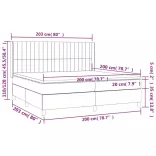 sötétszürke szövet rugós és LED-es ágy matraccal 200x200 cm