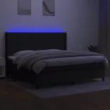 fekete szövet rugós és LED-es ágy matraccal 200x200 cm