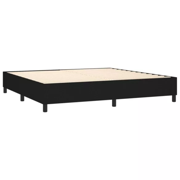 fekete szövet rugós és LED-es ágy matraccal 200x200 cm