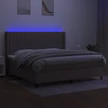 tópszínű szövet rugós és LED-es ágy matraccal 200 x 200 cm