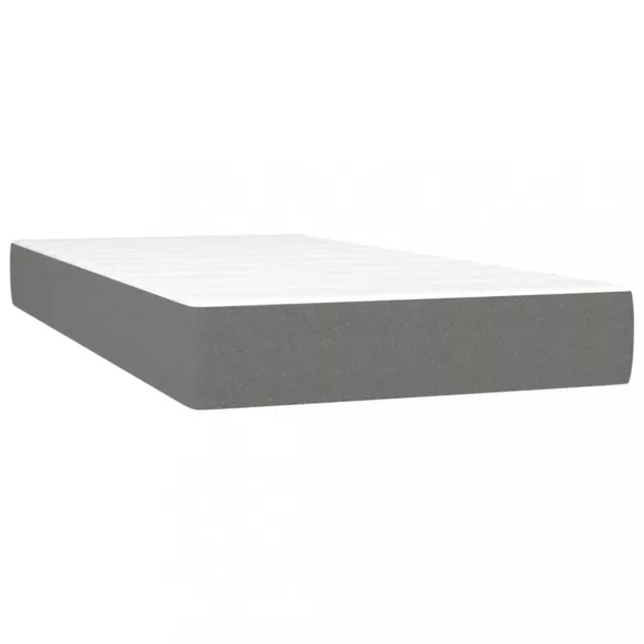 sötétszürke szövet rugós és LED-es ágy matraccal 80 x 200 cm