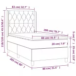 fekete szövet rugós és LED-es ágy matraccal 80 x 200 cm