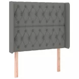 sötétszürke szövet rugós és LED-es ágy matraccal 90x190 cm