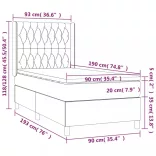 sötétszürke szövet rugós és LED-es ágy matraccal 90x190 cm