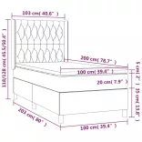 fekete szövet rugós és LED-es ágy matraccal 100x200 cm