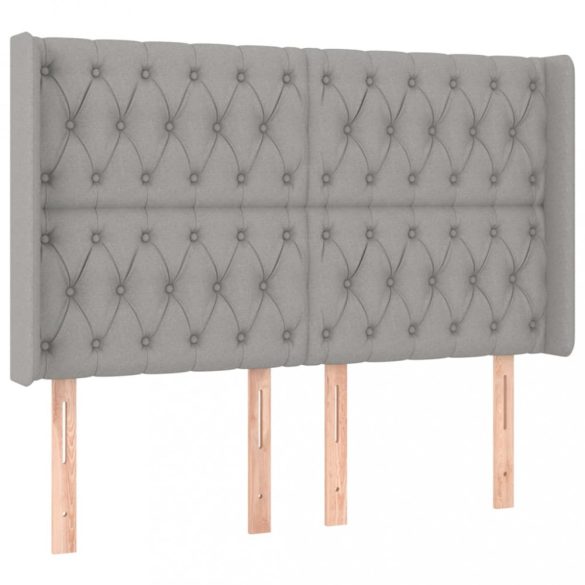 világosszürke szövet rugós és LED-es ágy matraccal 140x190 cm