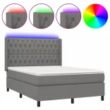 sötétszürke szövet rugós és LED-es ágy matraccal 140x190 cm