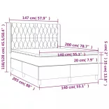 sötétszürke szövet rugós és LED-es ágy matraccal 140x200 cm