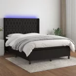 fekete szövet rugós és LED-es ágy matraccal 140x200 cm