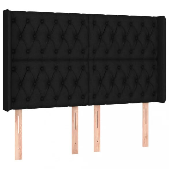 fekete szövet rugós és LED-es ágy matraccal 140x200 cm