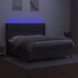 sötétszürke szövet rugós és LED-es ágy matraccal 160x200 cm