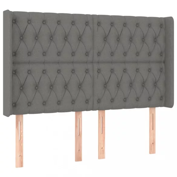 sötétszürke szövet rugós és LED-es ágy matraccal 160x200 cm