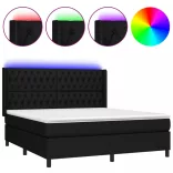 fekete szövet rugós és LED-es ágy matraccal 160x200 cm