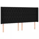 fekete szövet rugós és LED-es ágy matraccal 180 x 200 cm
