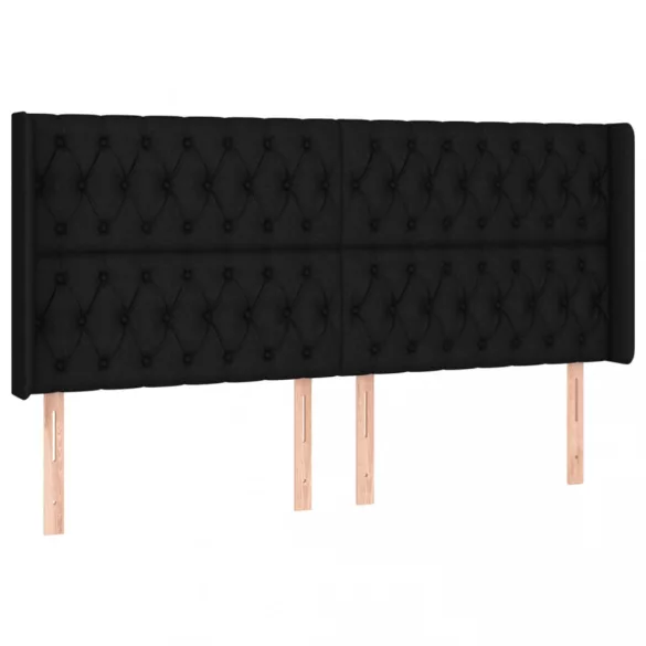 fekete szövet rugós és LED-es ágy matraccal 180 x 200 cm