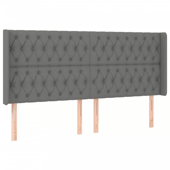 sötétszürke szövet rugós és LED-es ágy matraccal 200x200 cm