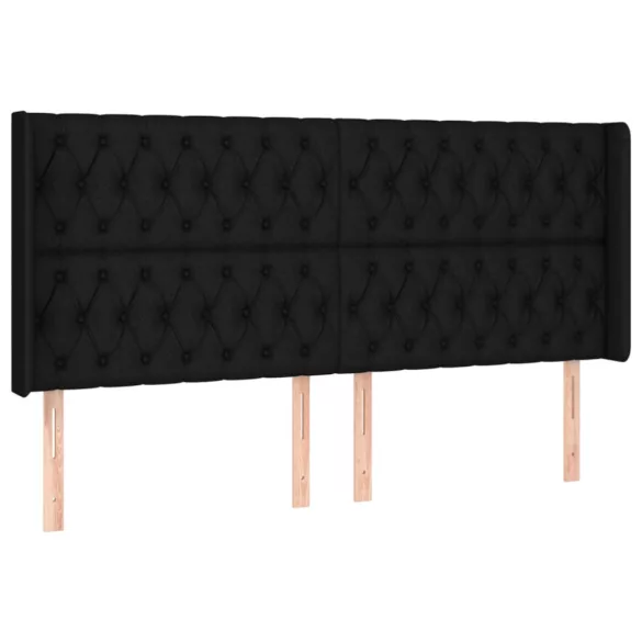 fekete szövet rugós és LED-es ágy matraccal 200x200 cm