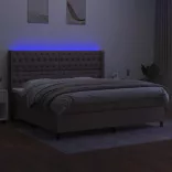 tópszínű szövet rugós és LED-es ágy matraccal 200 x 200 cm