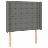 sötétszürke szövet rugós és LED-es ágy matraccal 90x190 cm
