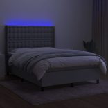világosszürke szövet rugós és LED-es ágy matraccal 140x190 cm