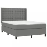 sötétszürke szövet rugós és LED-es ágy matraccal 140x190 cm