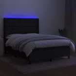 fekete szövet rugós és LED-es ágy matraccal 140x190 cm
