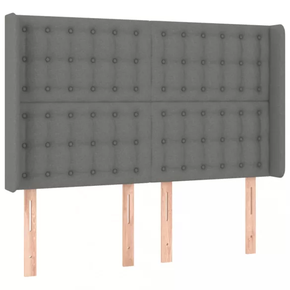 sötétszürke szövet rugós és LED-es ágy matraccal 140x200 cm