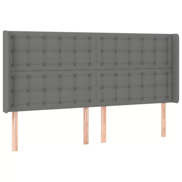 sötétszürke szövet rugós és LED-es ágy matraccal 180 x 200 cm