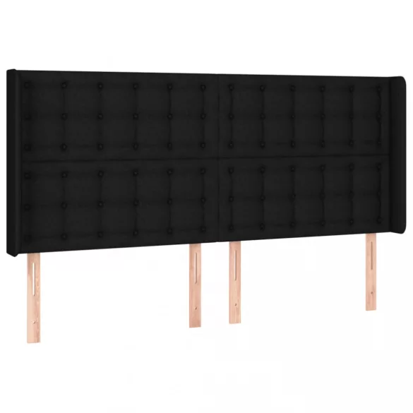 fekete szövet rugós és LED-es ágy matraccal 180 x 200 cm