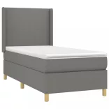 sötétszürke szövet rugós és LED-es ágy matraccal 80 x 200 cm