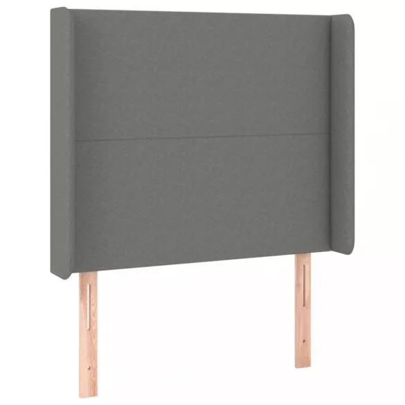 sötétszürke szövet rugós és LED-es ágy matraccal 90x190 cm