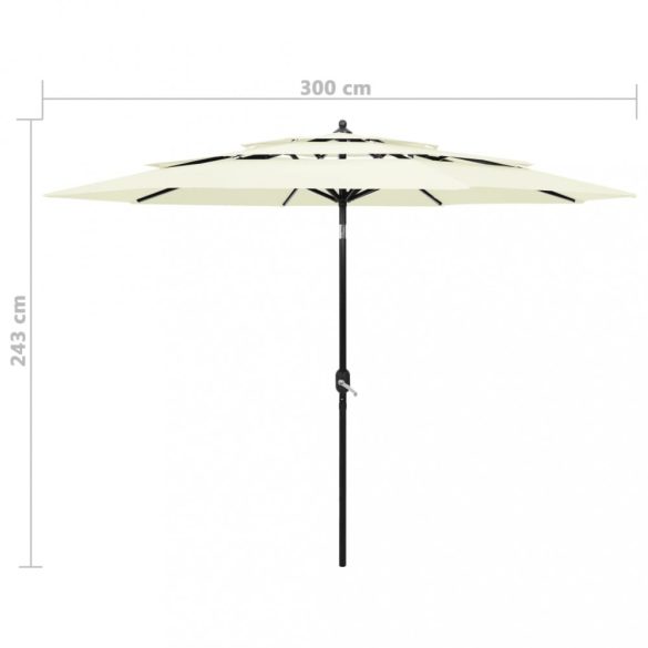 3 szintes homokszínű napernyő alumíniumrúddal 3 m