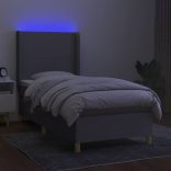 világosszürke szövet rugós és LED-es ágy matraccal 100x200 cm