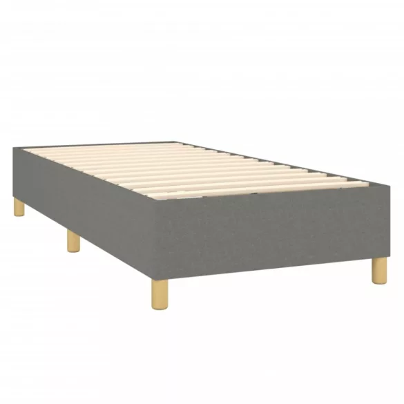 sötétszürke szövet rugós és LED-es ágy matraccal 100x200 cm