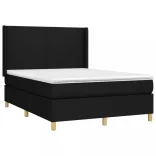 fekete szövet rugós és LED-es ágy matraccal 140x190 cm