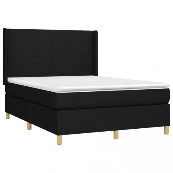 fekete szövet rugós és LED-es ágy matraccal 140x190 cm
