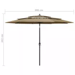 3 szintes tópszínű napernyő alumíniumrúddal 3 m