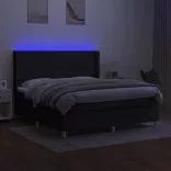 fekete szövet rugós és LED-es ágy matraccal 160x200 cm