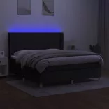 fekete szövet rugós és LED-es ágy matraccal 180 x 200 cm