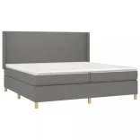 sötétszürke szövet rugós és LED-es ágy matraccal 200x200 cm