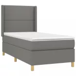 sötétszürke szövet rugós és LED-es ágy matraccal 90x200 cm