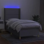 világosszürke szövet rugós és LED-es ágy matraccal 100x200 cm