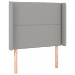 világosszürke szövet rugós és LED-es ágy matraccal 100x200 cm