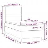 sötétszürke szövet rugós és LED-es ágy matraccal 100x200 cm
